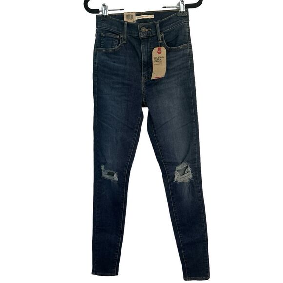 Levis Levi’s Mile High Super Skinny Distressed Medium Wash Blue Size 26 - Picture 4 of 16